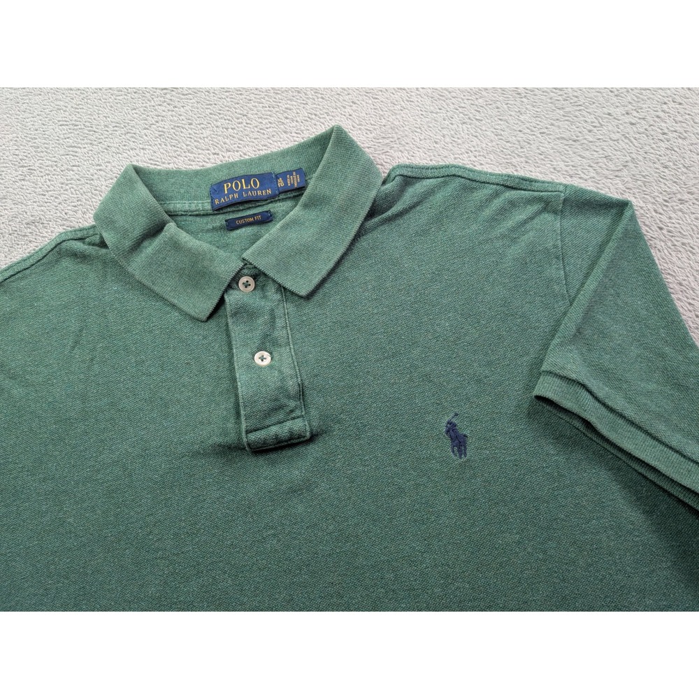 Polo Ralph Lauren Mens XL Custom Fit Green Short Sleeve Pique Polo Shirt